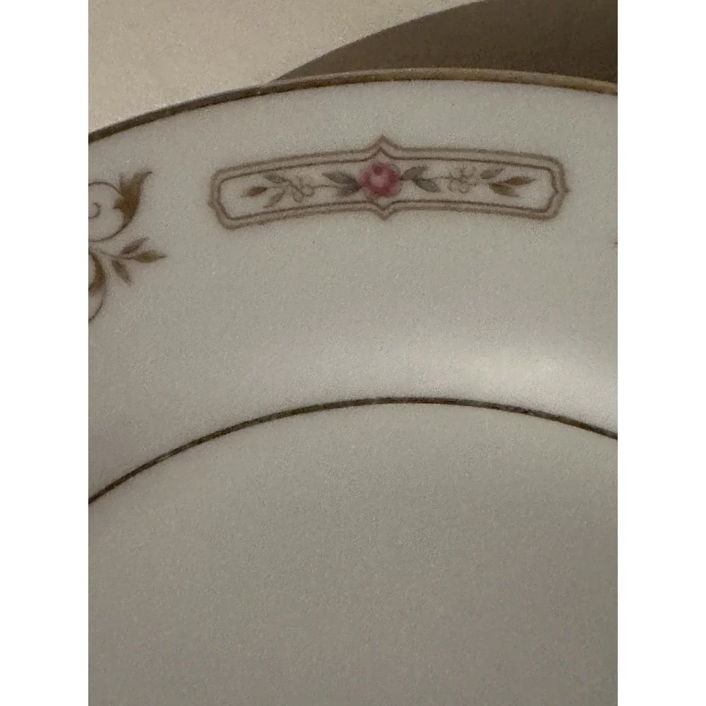 Rose China Japan Kathy Salad Plates 3802 Vintage Pink Rose Gold Gild‎ Scroll VGC